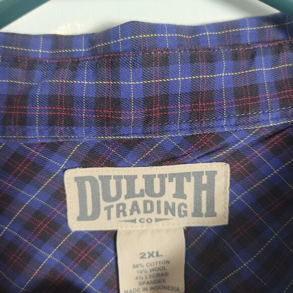 Duluth Trading Co Size 2XL Purple Plaid Button Up Wool Blend Knit Long Sleeve - Picture 5 of 7